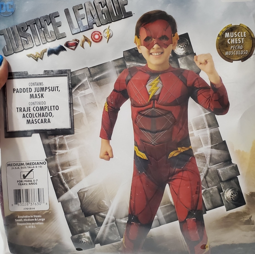Justice League The Flash Super Hero Boys Costume Sz 10